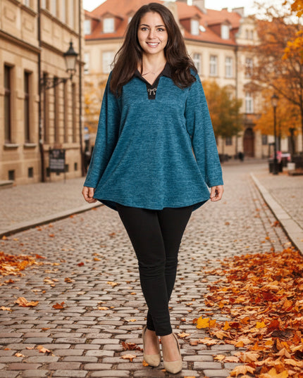 Tunică elegantă pentru femei - Mâneci spectaculoase cu buline