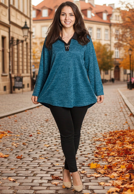 Tunică elegantă pentru femei - Mâneci spectaculoase cu buline