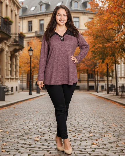 Tunică elegantă pentru femei - Mâneci spectaculoase cu buline