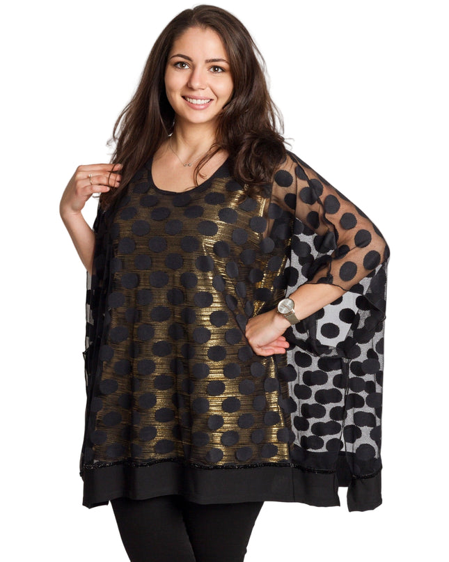 Tunică elegantă pentru femei - Mâneci spectaculoase cu buline