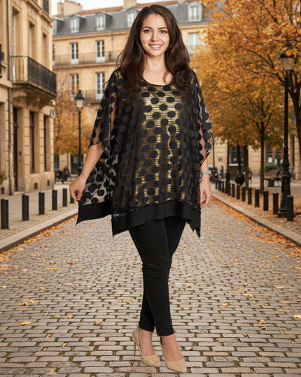 Tunică elegantă pentru femei - Mâneci spectaculoase cu buline