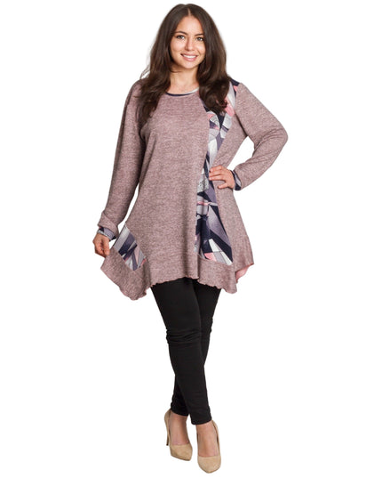 Tunică lejeră în mărimi mari cu accente din piele