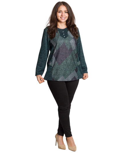 Tunică lejeră în mărimi mari cu accente din piele