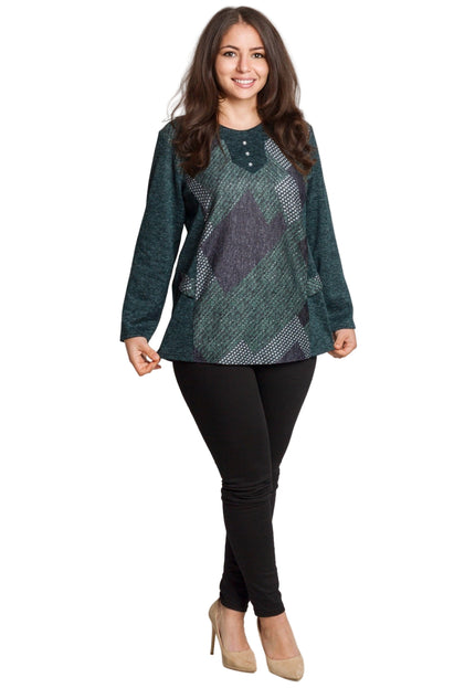 Tunică lejeră în mărimi mari cu accente din piele