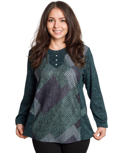 Tunică lejeră în mărimi mari cu accente din piele