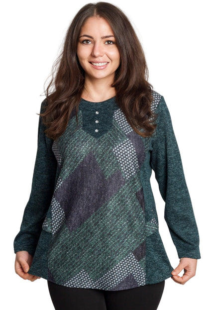 Tunică lejeră în mărimi mari cu accente din piele