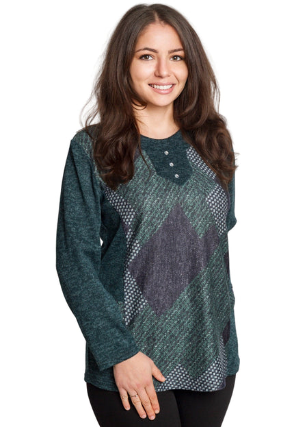 Tunică lejeră în mărimi mari cu accente din piele