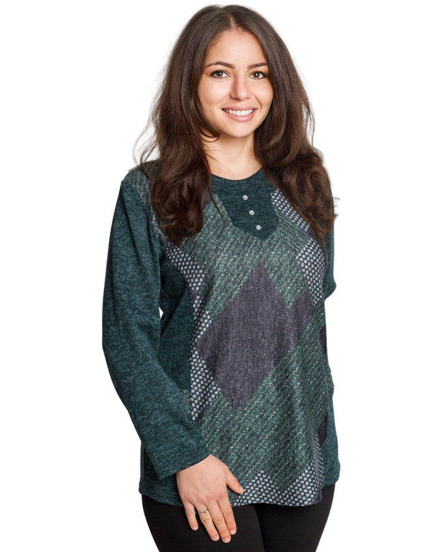 Tunică lejeră în mărimi mari cu accente din piele