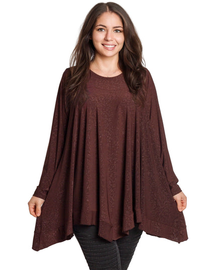 Tunică lejeră în mărimi mari cu accente din piele