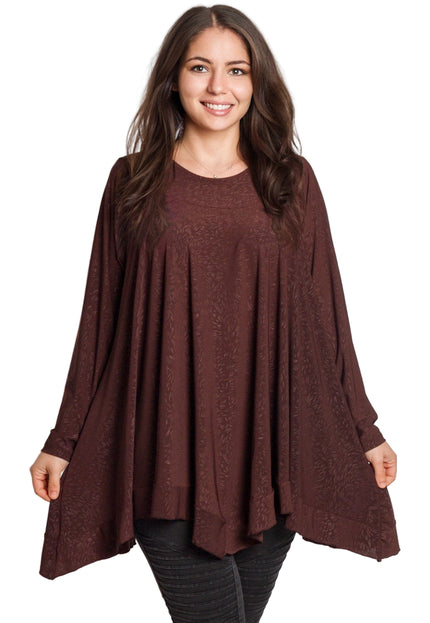 Tunică lejeră în mărimi mari cu accente din piele