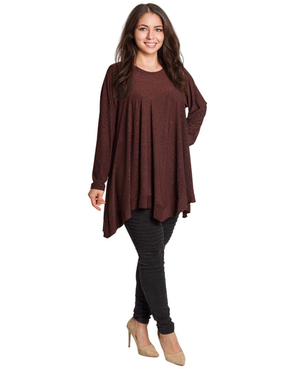 Tunică lejeră în mărimi mari cu accente din piele