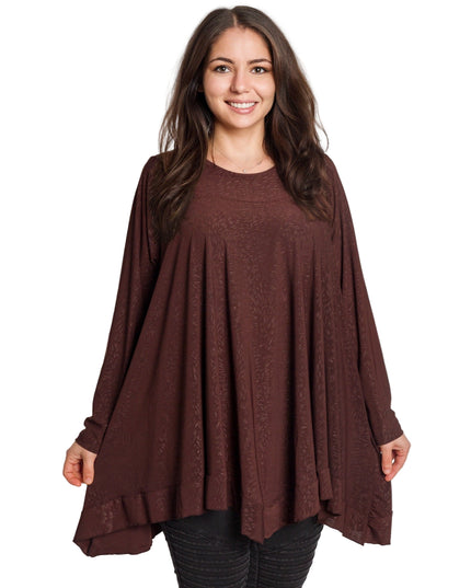 Tunică lejeră în mărimi mari cu accente din piele