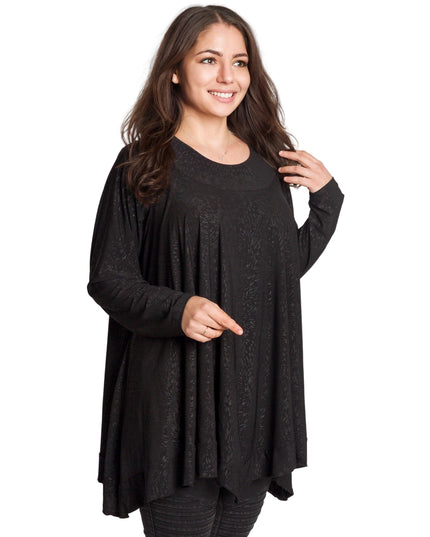 Tunică lejeră în mărimi mari cu accente din piele