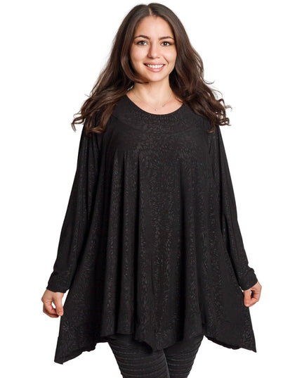 Tunică lejeră în mărimi mari cu accente din piele