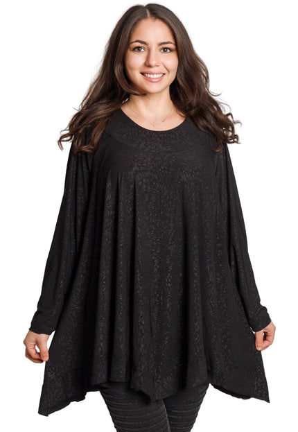 Tunică lejeră în mărimi mari cu accente din piele