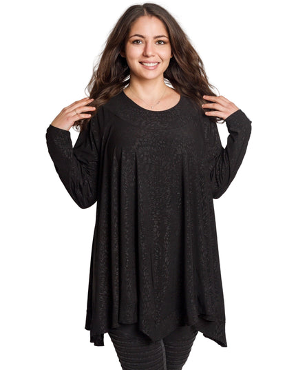 Tunică lejeră în mărimi mari cu accente din piele