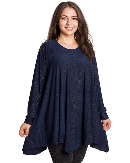 Tunică lejeră în mărimi mari cu accente din piele