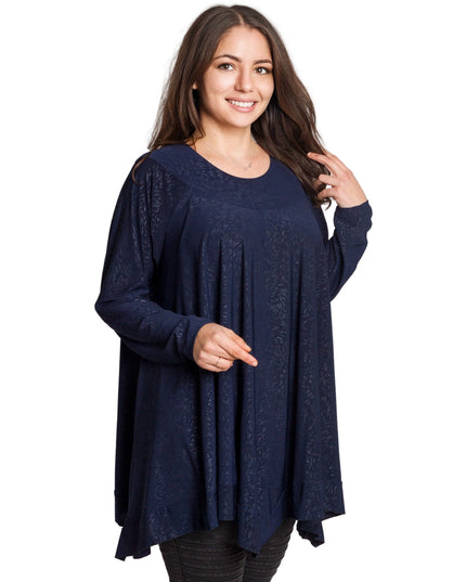 Tunică lejeră în mărimi mari cu accente din piele