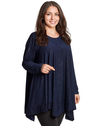 Tunică lejeră în mărimi mari cu accente din piele