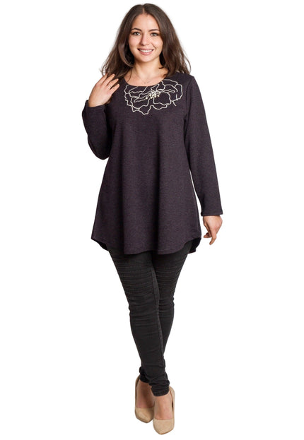 Tunică lejeră în mărimi mari cu accente din piele