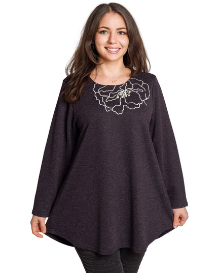 Tunică lejeră în mărimi mari cu accente din piele