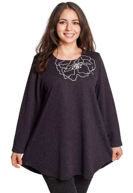 Tunică lejeră în mărimi mari cu accente din piele