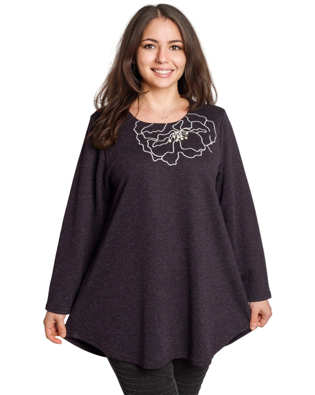 Tunică lejeră în mărimi mari cu accente din piele