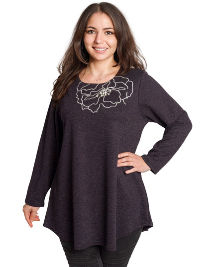 Tunică lejeră în mărimi mari cu accente din piele