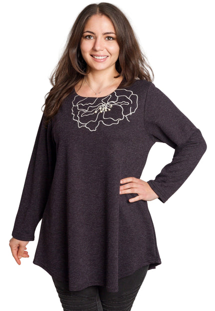 Tunică lejeră în mărimi mari cu accente din piele