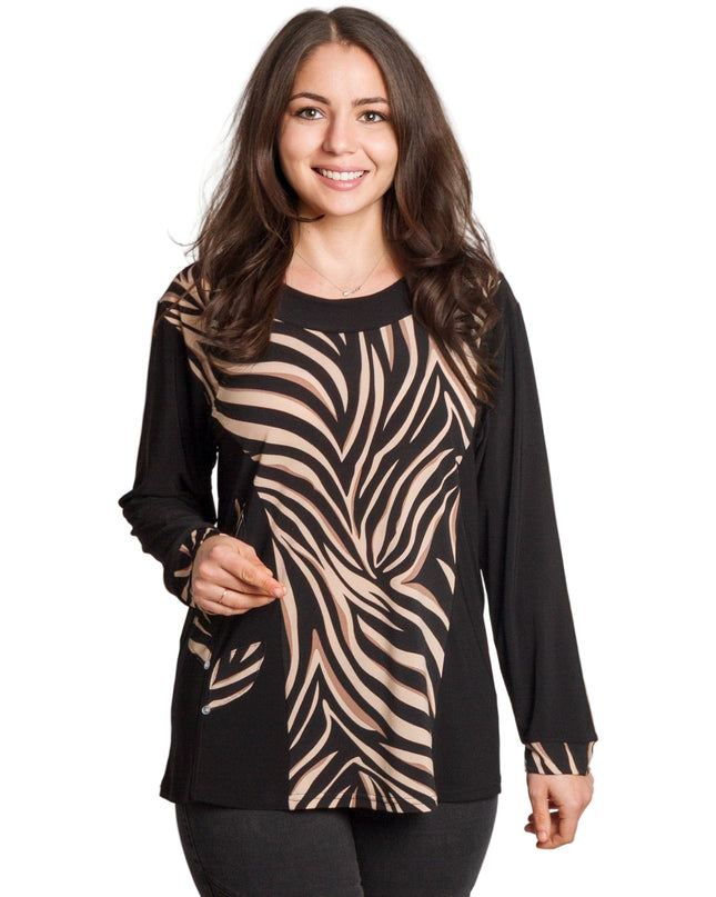 Tunică lejeră în mărimi mari cu accente din piele