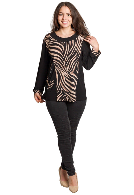 Tunică lejeră în mărimi mari cu accente din piele