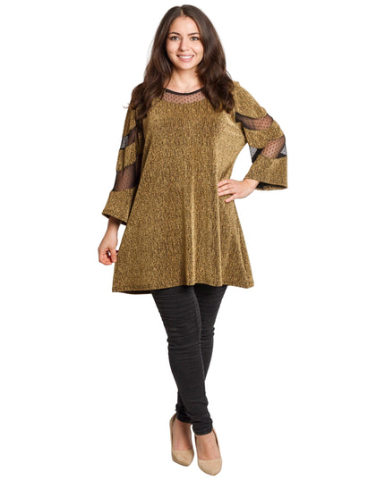 Tunică lejeră în mărimi mari cu accente din piele