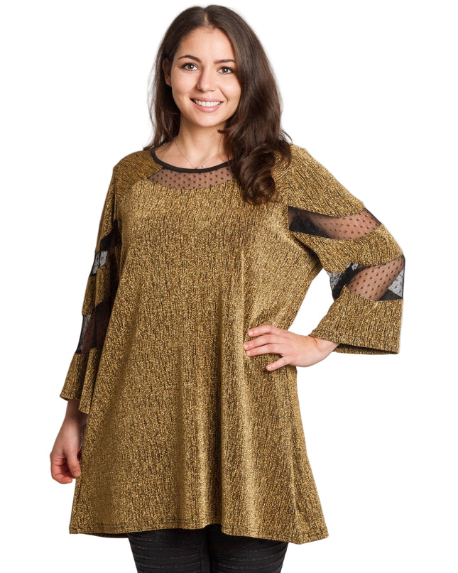 Tunică lejeră în mărimi mari cu accente din piele