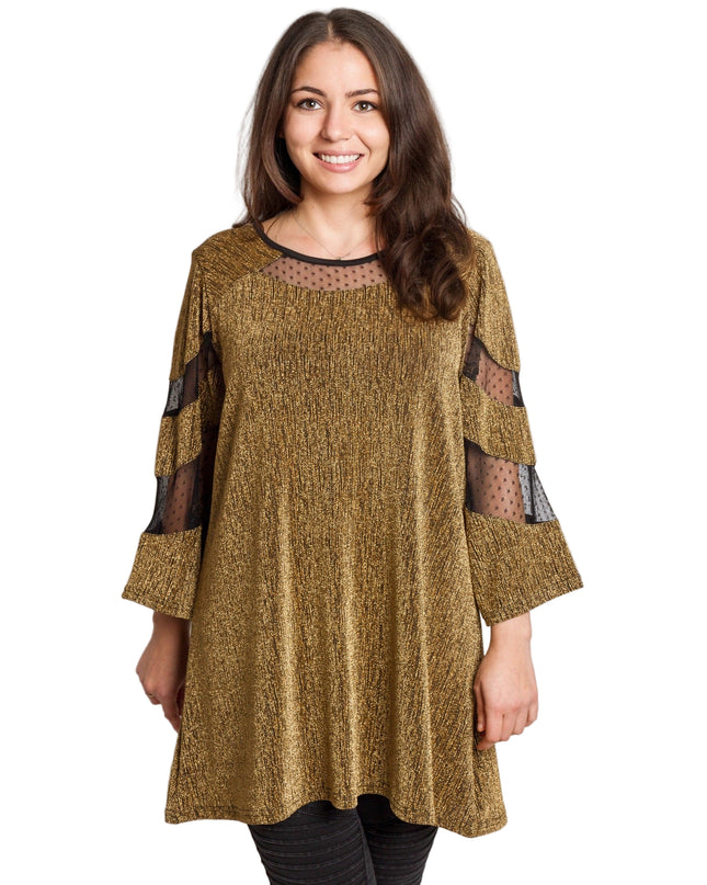 Tunică lejeră în mărimi mari cu accente din piele