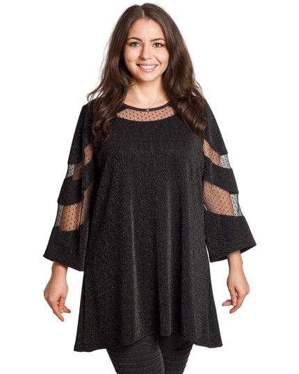 Tunică lejeră în mărimi mari cu accente din piele