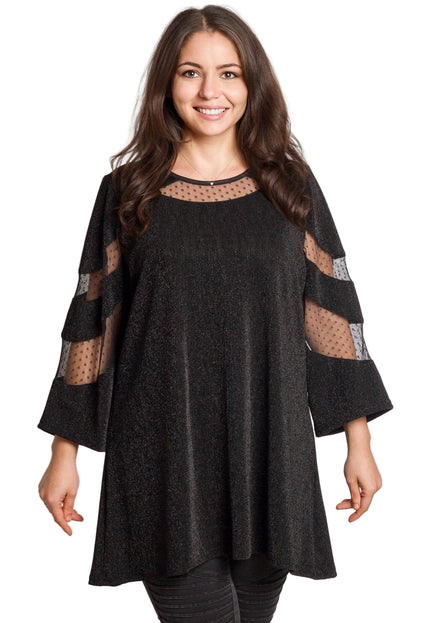 Tunică lejeră în mărimi mari cu accente din piele