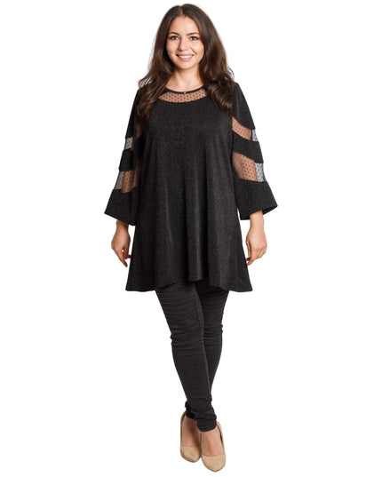 Tunică lejeră în mărimi mari cu accente din piele