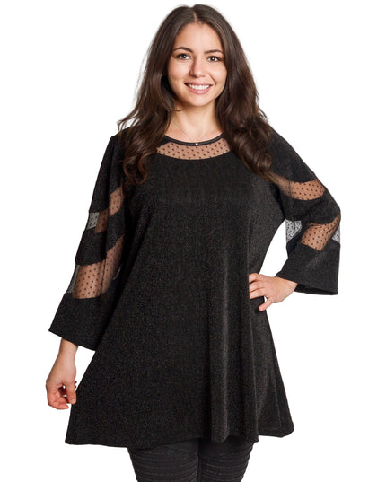 Tunică lejeră în mărimi mari cu accente din piele