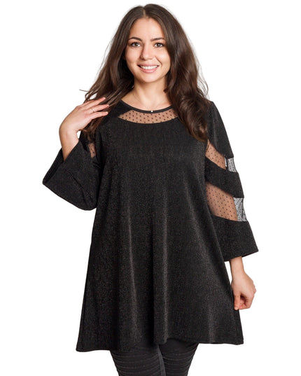 Tunică lejeră în mărimi mari cu accente din piele