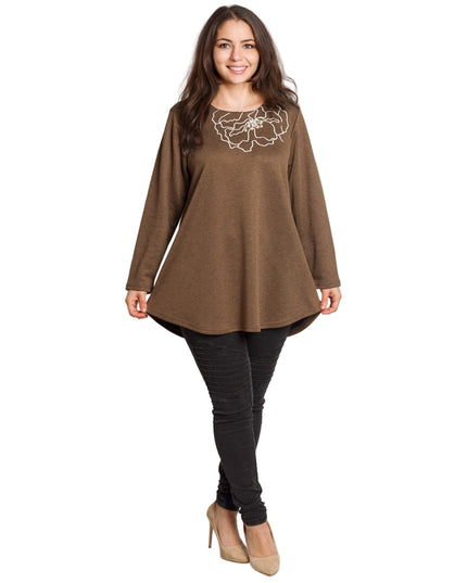 Tunică lejeră în mărimi mari cu accente din piele