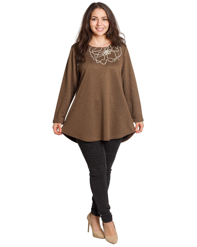 Tunică lejeră în mărimi mari cu accente din piele