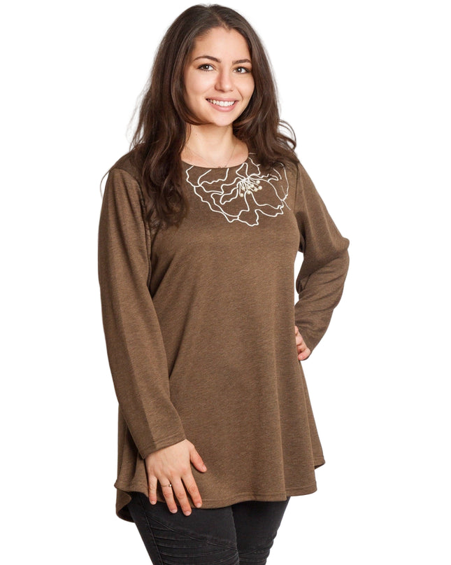 Tunică lejeră în mărimi mari cu accente din piele