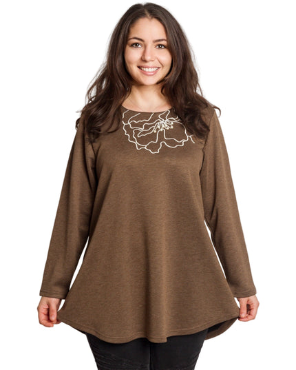 Tunică lejeră în mărimi mari cu accente din piele