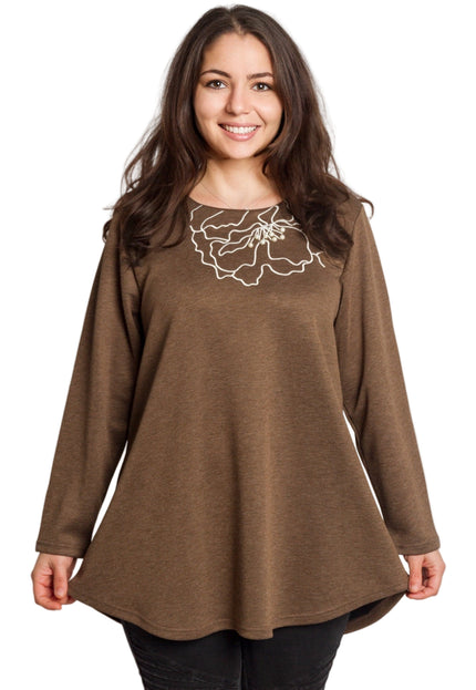 Tunică lejeră în mărimi mari cu accente din piele