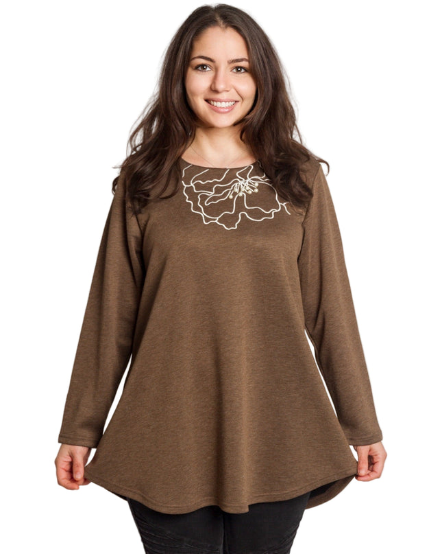 Tunică lejeră în mărimi mari cu accente din piele