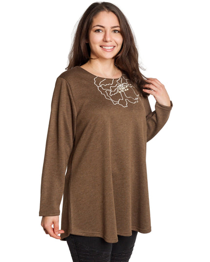 Tunică lejeră în mărimi mari cu accente din piele