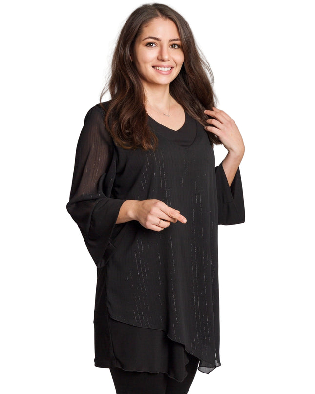 Tunică lejeră în mărimi mari cu accente din piele