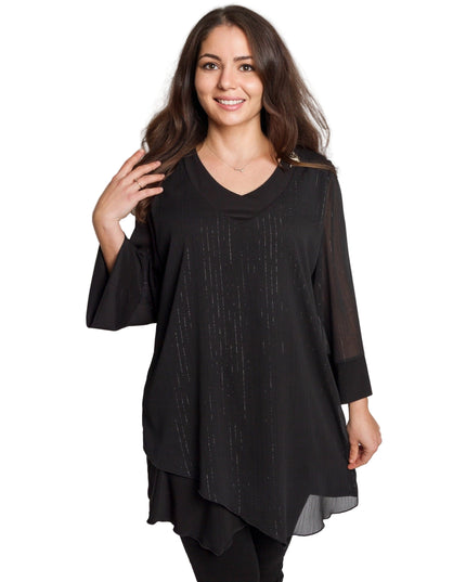 Tunică lejeră în mărimi mari cu accente din piele