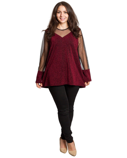 Tunică lejeră în mărimi mari cu accente din piele