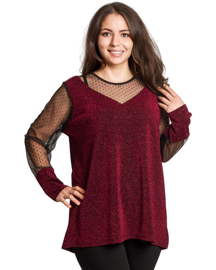 Tunică lejeră în mărimi mari cu accente din piele